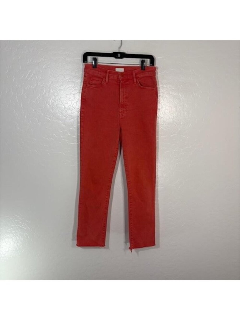 Mother Jeans Womens 27 Coral Red Swooner Rascal Ankle Fray High Rise Stretch